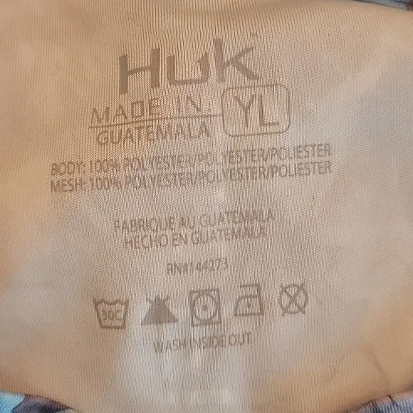 HUK Performance‎ Fishing Blue Gray Camo Activewear Long Sleeve Crewneck Shirt YL - Picture 5 of 7